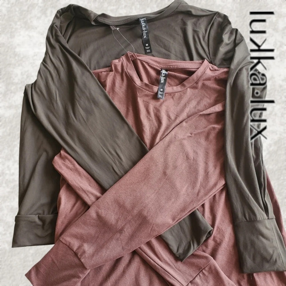 Lukka | Lux Ladies' Two Pack Long Sleeved Active Tops | Green and Rose | NWOT - Picture 1 of 7